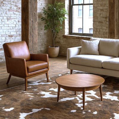 Niedrigflor Teppich Kuh-Design