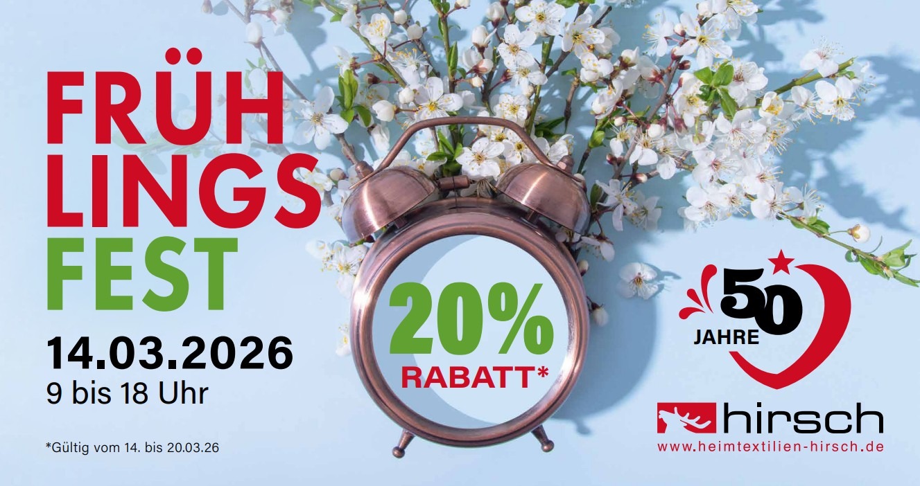 50 Jahre Hirsch als Raumausstatter in Chemnitz - wir feiern mit 20 %-Rabatt.